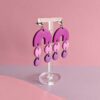 Boucles d'oreilles arche fuchsia et ronds pendants rose et violet