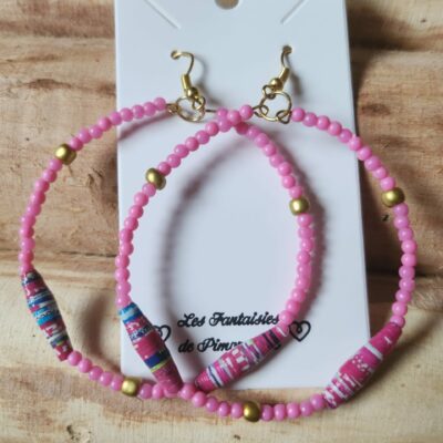 Boucles d’oreilles créoles rose
