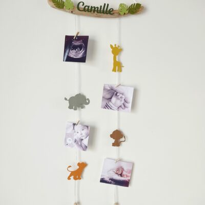 Porte photos chambre bébé personnalisé, thème jungle