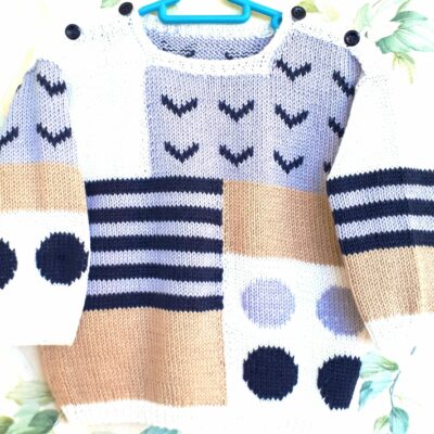 Pull bébé tricot, fait main, en coton, taille 1 an