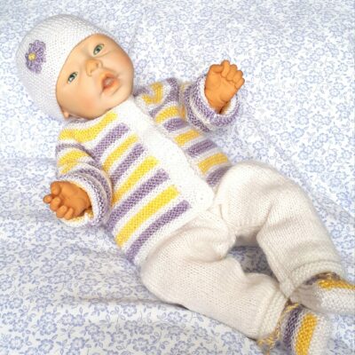 Ensemble bébé prématuré tricot, layette bébé tricot fait main, laine mérinos/acrylique