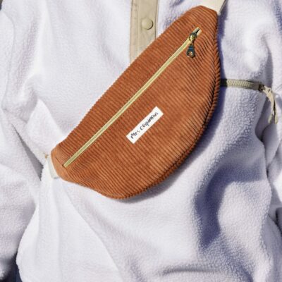 Sac banane en velours cotelé - rouille fait main
