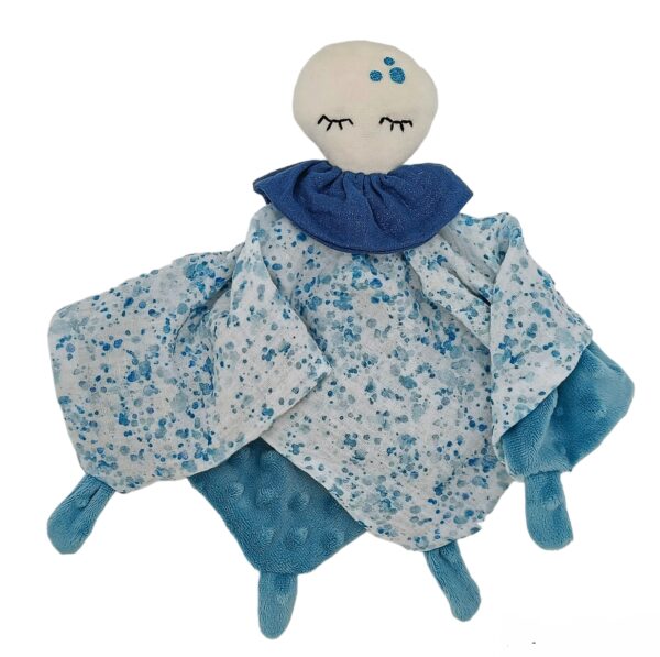 Doudou poulpe gaze de coton et minky personnalisable