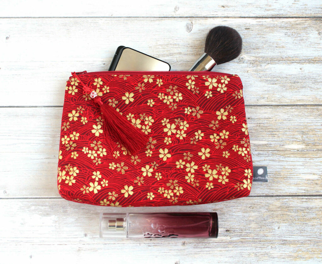 trousse de toilette ou maquillage en tissu japonais