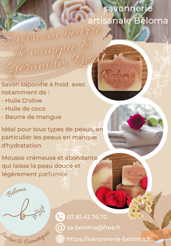 Fiche Savon Beurre de Mangue et géranium rosat