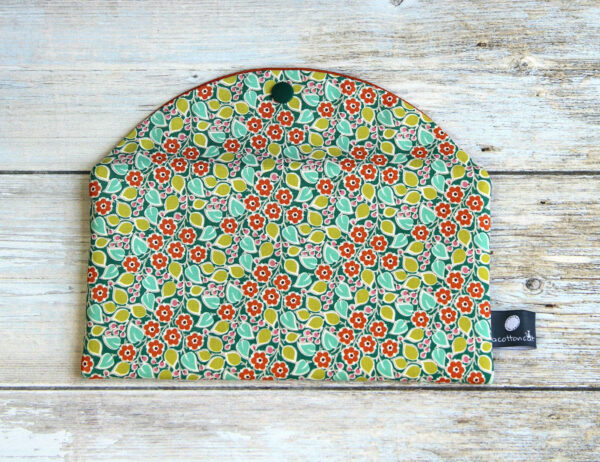 pochette plate fleurs vert