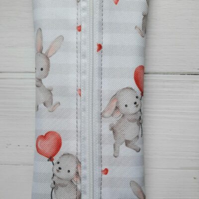Trousse Plate Élastiquée - Motif Lapin Amoureux