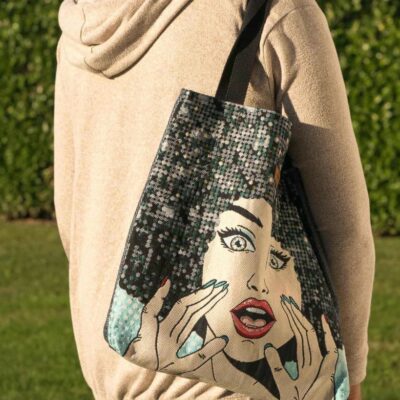 sac porté épaule motif femme