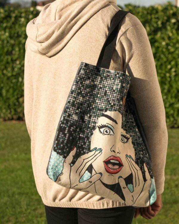 sac porté épaule motif femme