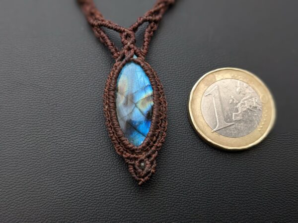 collier macramé marquise labradorite bleue 6