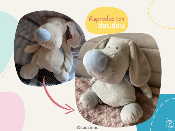 reproduction ancien doudou enfance chien