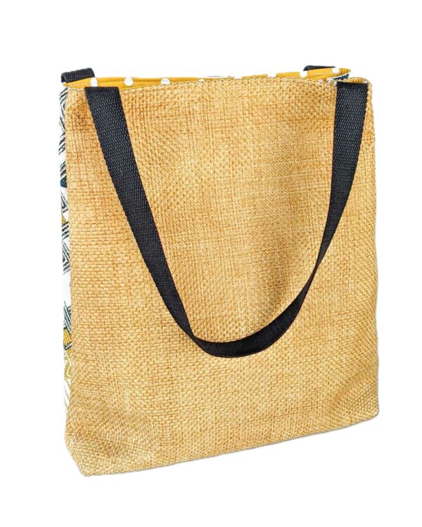 grand sac en tissu jaune avec anse noire