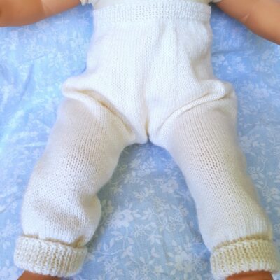 Pantalon en laine 3 mois, tricot main à rebers
