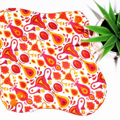 Serviette hygiénique lavable UTERUS RETRO (M : Flux moyens à normaux) - Zéro déchet - shl - serviette périodique ado fille - femme