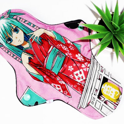 Serviette hygiénique lavable MANGA (L : Flux moyen à fort) - Zéro déchet - shl - serviette périodique ado fille - femme