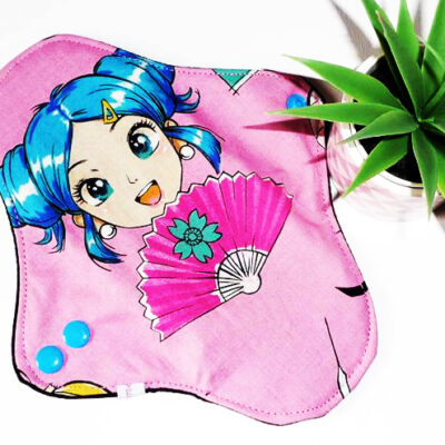 Serviette hygiénique lavable MANGA (S : Début et fin de cycle à normaux) - Zéro déchet - shl - serviette périodique ado fille - femme