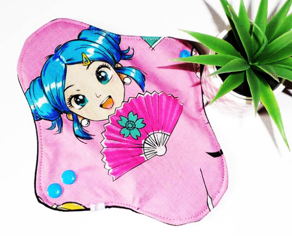 Serviette hygiénique lavable MANGA (S : Début et fin de cycle à normaux) - Zéro déchet - shl - serviette périodique ado fille - femme