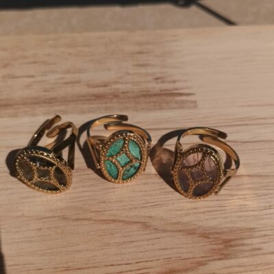 Bague Salzbourg - Bague en acier inoxydable et pierres naturelles