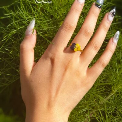 Bague dorée artisanale "Pensée Viola"- Made in France