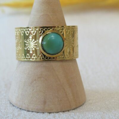Bague Thésée _ Malachite et acier inoxydable