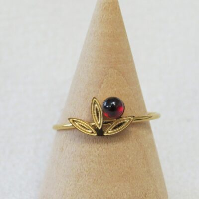 Bague Venise - Grenat et acier inoxydable doré