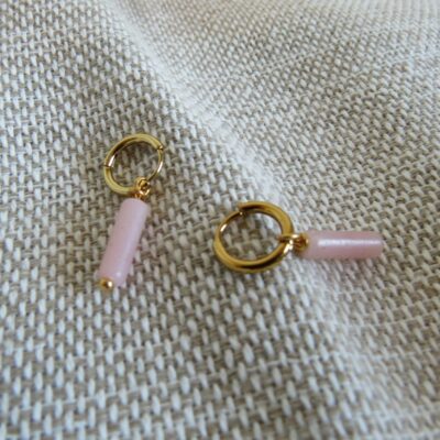 Boucles d'oreilles Rose - Boucles d'oreilles en acier inoxydable doré