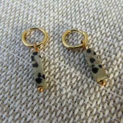 Boucles d'oreilles Calypso - Acier inoxydable et jaspe dalmatien