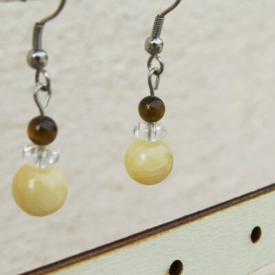 Boucles d'oreilles pierres naturelles et acier inoxydable
