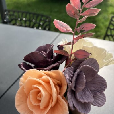 ELODIE, bouquet artisanal de 4 fleurs éternelles en porcelaine froide