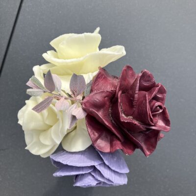 "ludivine" bouquet artisanale de 4 fleurs éternelles en porcelaine froide