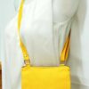 Pochette triple zip en suédine jaune