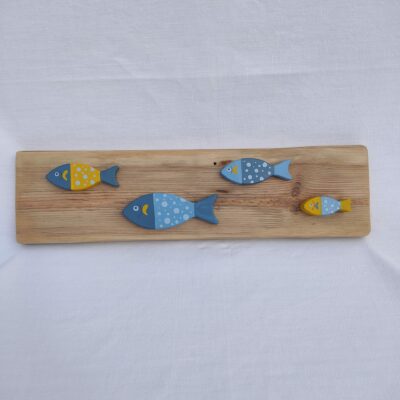 "Banc de poissons" en bois peint
