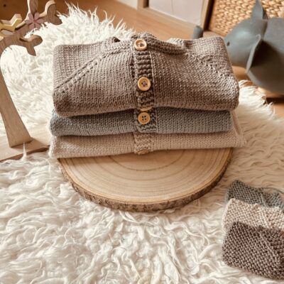Gilet bebe fait main en laine mérinos - 3 coloris 0-24 mois
