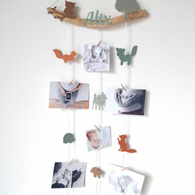 Porte photos chambre bébé personnalisé, thème forêt, cadeau naissance