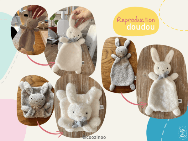 Reproduction ancien doudou lapin mou