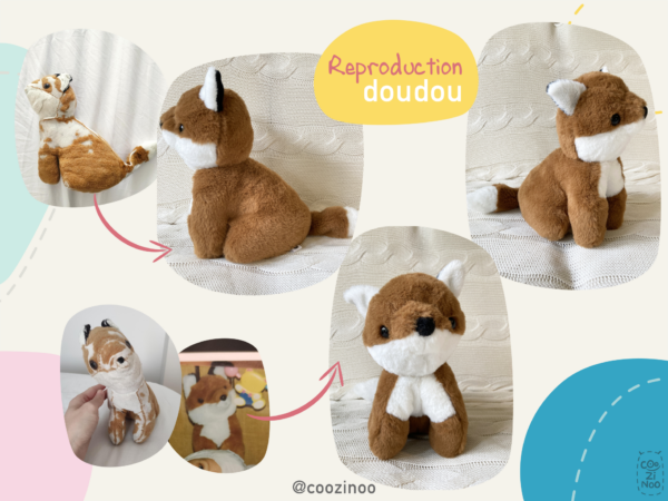 reproduction doudou d'enfance renard