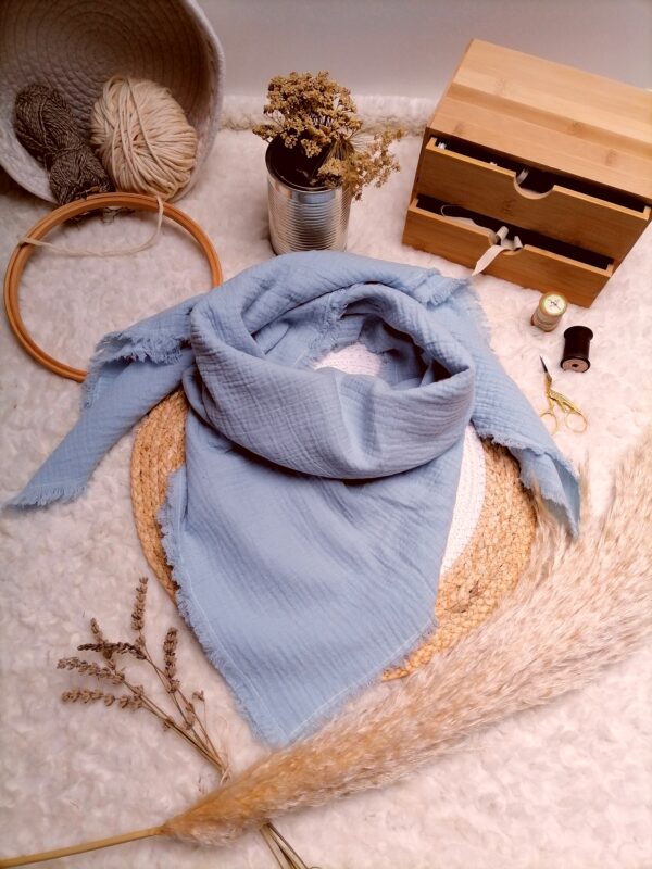 Chèche à mini frange bleu layette