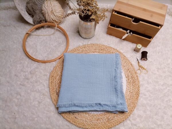 Chèche à mini frange bleu layette