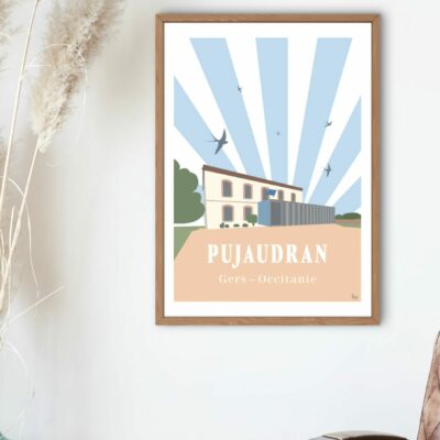 Affiche de la mairie de pujaudran avec cadre bois