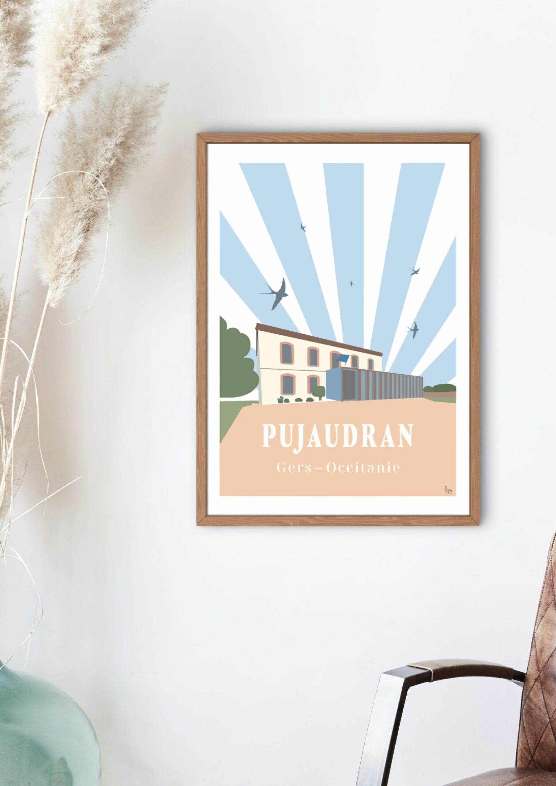 Affiche de la mairie de pujaudran avec cadre bois