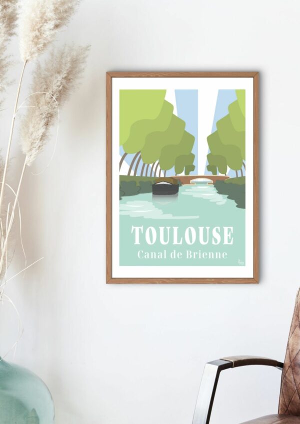 Affiche de Toulouse avec cadre bois