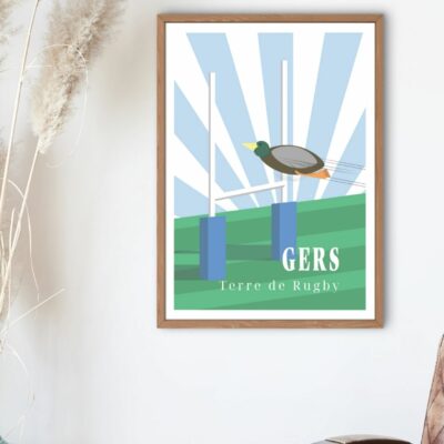Affiche du Gers avec cadre bois