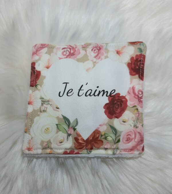 Lot de 4 lingettes démaquillantes lavables - Motif " Je t'aime " – Image 2