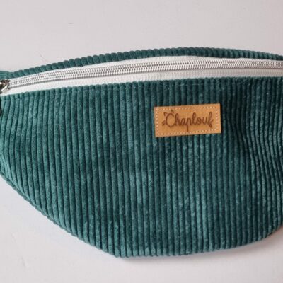 Sac banane velours côtelé vert