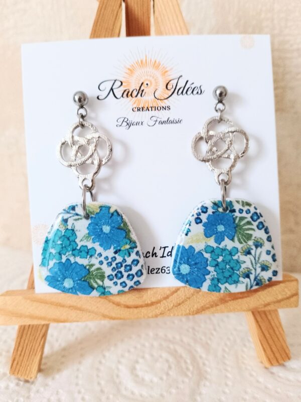 Boucles d'oreilles fleurs bleues