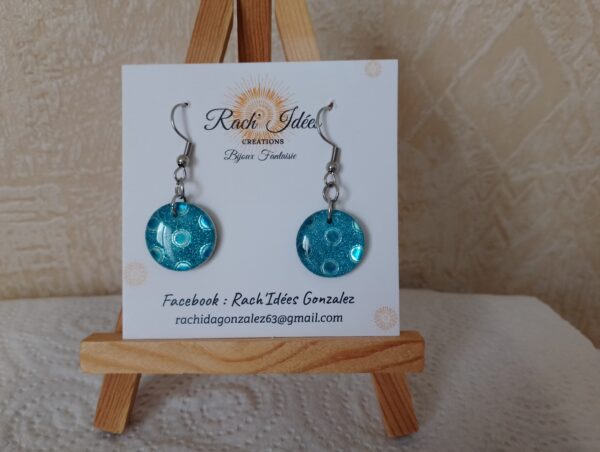 Boucles d'oreilles rondes fantaisie bleues