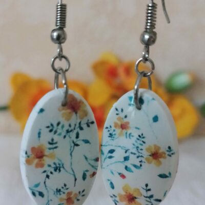 Boucles d'oreilles pâte polymère motif floral