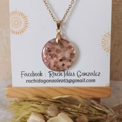 Pendentif rond papier décopatch motifs petits ronds