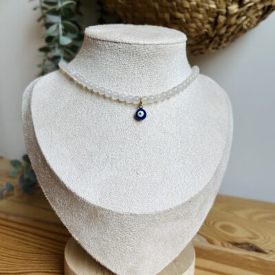Collier Mataki en pierre d'agate blanche