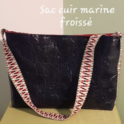 Sac cuir marine effet froissé